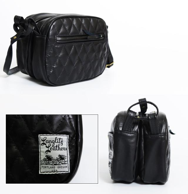 Langlitz Leathers ブラックキルティングバッグガンパース