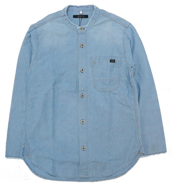 ジョンブル JOHNBULL ノーカラー 長袖シャンブレーシャツ ブリーチウォッシュ 13575