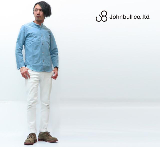 ジョンブル JOHNBULL ノーカラー 長袖シャンブレーシャツ ブリーチウォッシュ 13575