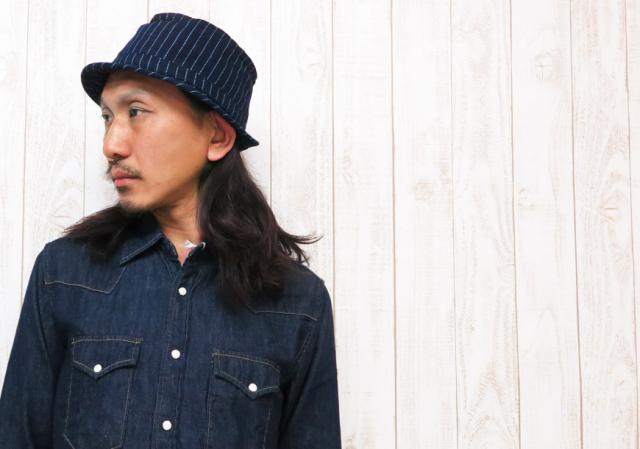 SUGAR CANE ウォバッシュストライプ ポークパイハット SC02467