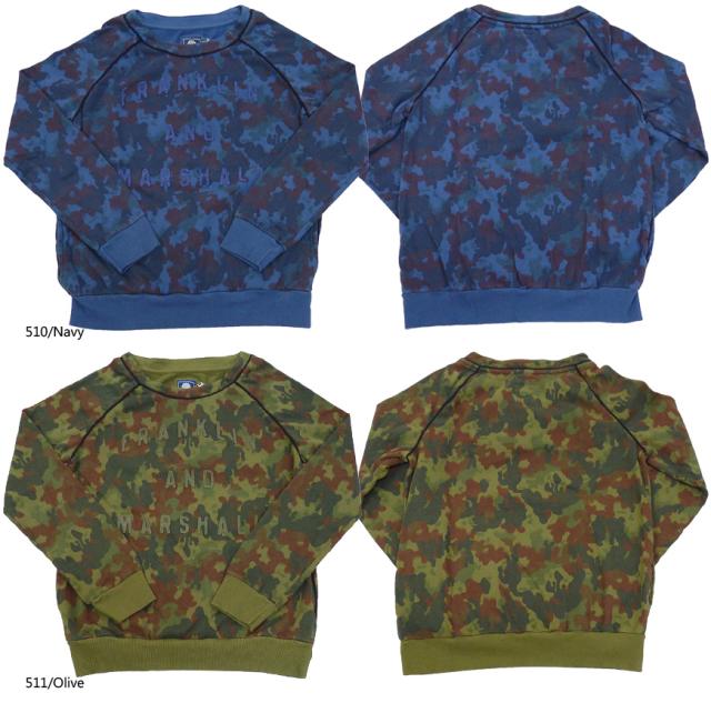 FRANKLIN＆MARSHALL ワッペン カモフラ柄 ラグランスリーブスウェット