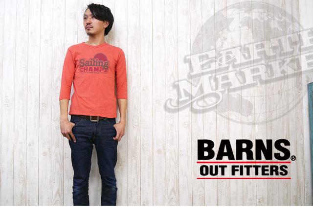BARNS 吊り天竺 プリント7分袖Tシャツ 「Sailing CHAMPS」 BR-5628