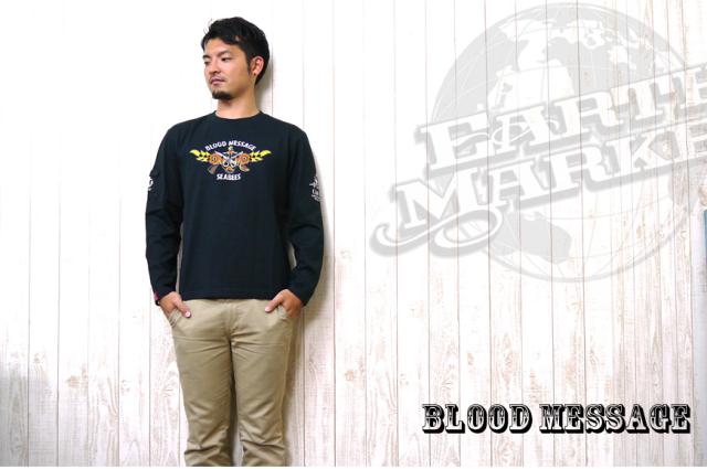 BLOOD MESSAGE　抜染プリント長袖Tシャツ SEABEES BLLT-770