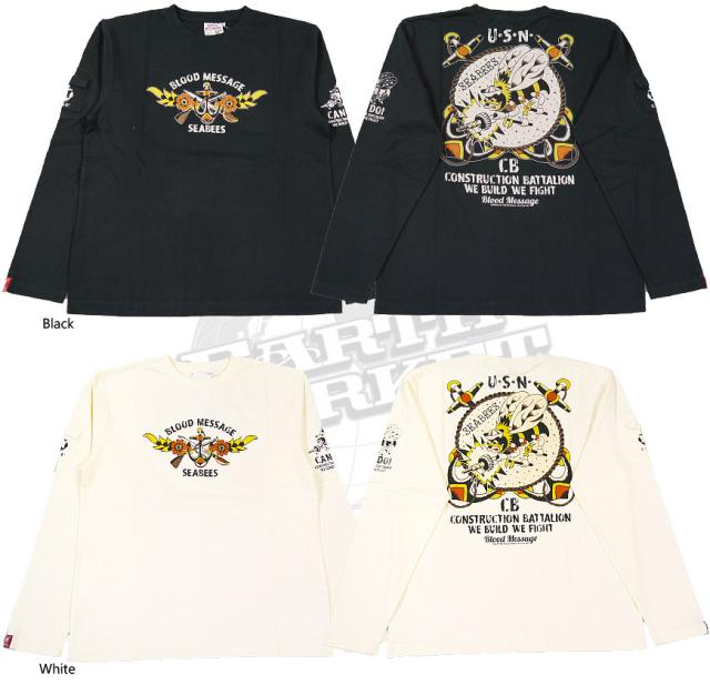 BLOOD MESSAGE　抜染プリント長袖Tシャツ SEABEES BLLT-770