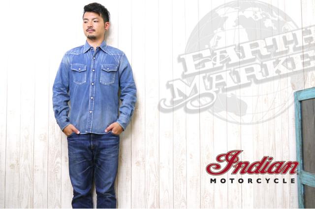 Indian Motorcycle　デニム 長袖 ウエスタンシャツ ユーズドウォッシュ IM26770H