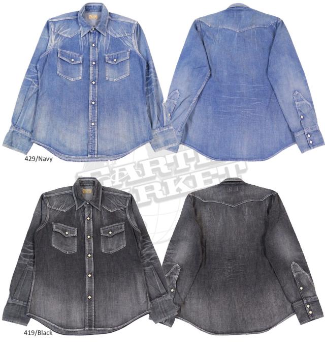 Indian Motorcycle　デニム 長袖 ウエスタンシャツ ユーズドウォッシュ IM26770H