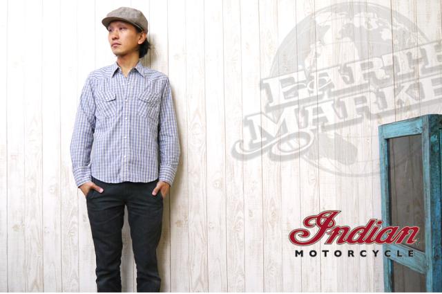 Indian Motorcycle　オールドチェック長袖ウエスタンシャツ