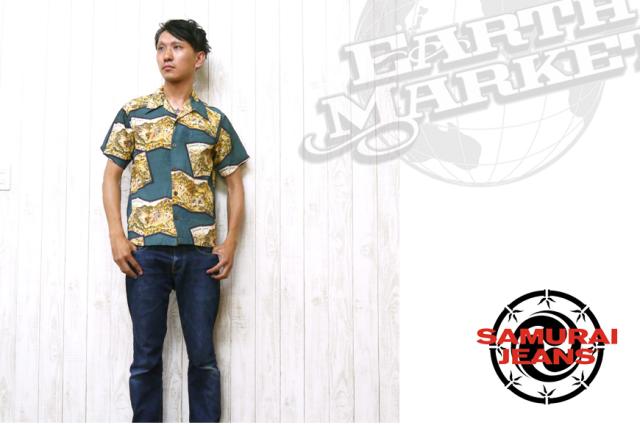 SAMURAI JEANS 和柄アロハシャツ　SSA15-01