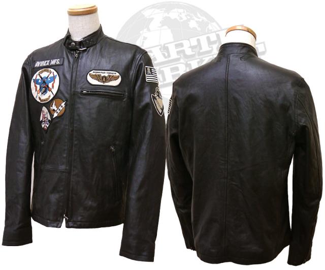 アビレックス　ラムスキン パッチド　シングルライダースジャケット 6161057