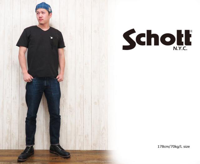 Schott ピグメント クルーネック 半袖Ｔシャツ 「Panther