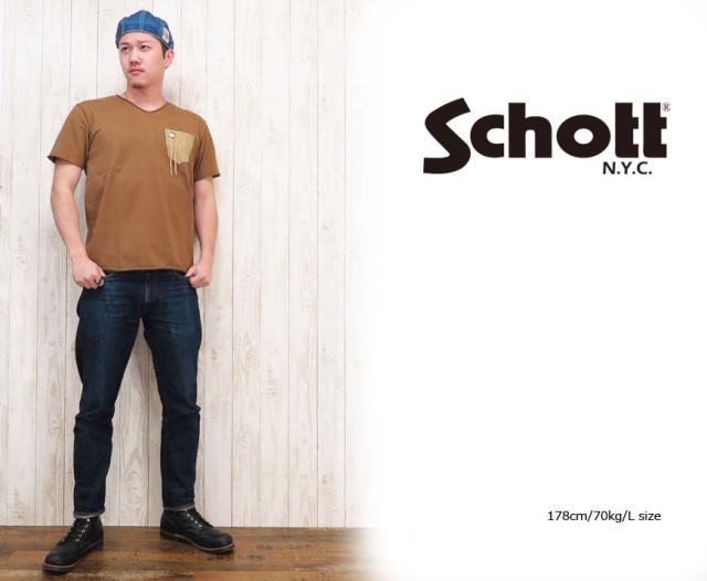 Schott ピグメント クルーネック 半袖Ｔシャツ 「Panther