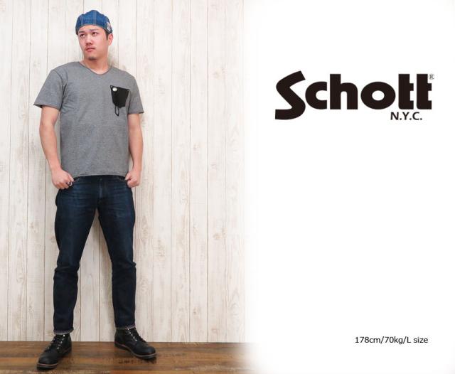 Schott ピグメント クルーネック 半袖Ｔシャツ 「Panther