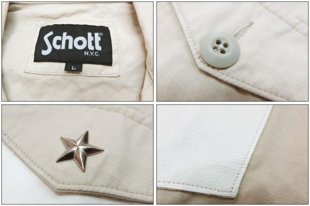 Schott チェーン刺繍 半袖ワークシャツ「EL FRESCO」 3145020