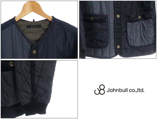 JOHNBULL ヘリンボーンウールツイードフーデッドダウンベスト 16550