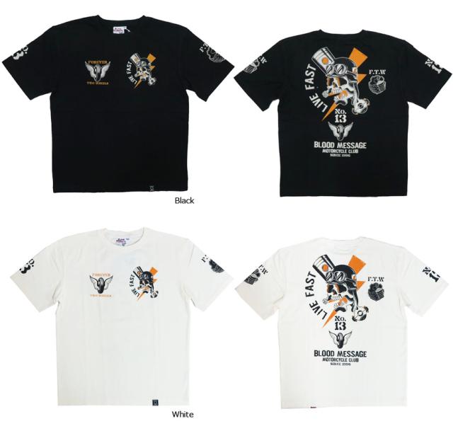 BLOOD MESSAGE　抜染プリント半袖Tシャツ GEISHA VAMP BLST-720 