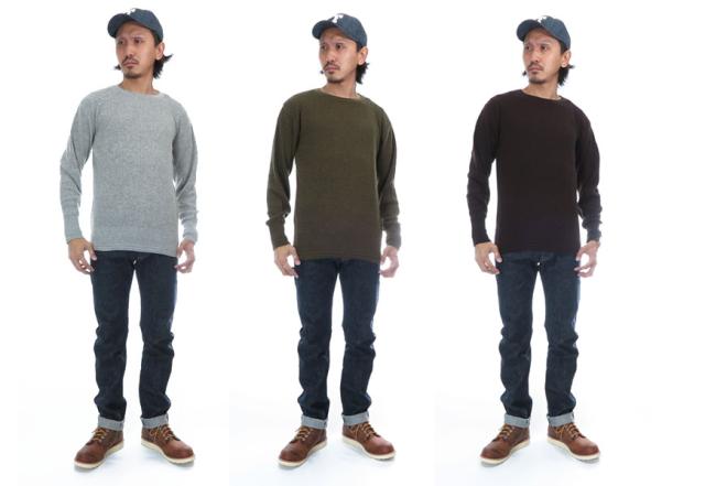 BARNS フラットシーマー両Ｖガゼットクルーネックスウェット BR-3000