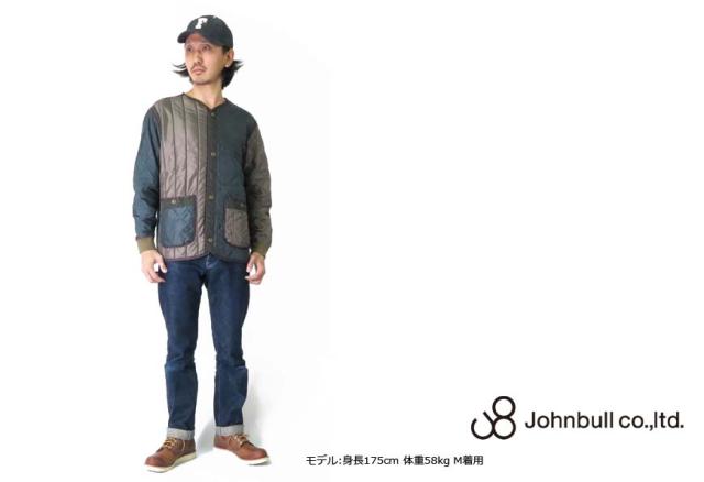 JOHNBULL ヘリンボーンウールツイードフーデッドダウンベスト 16550