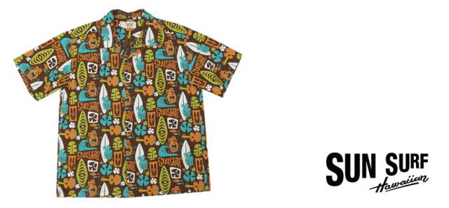 サンサーフ SUN SURF 半袖 レーヨン アロハシャツ ハワイアンシャツ UKULELE MELODY SS38029