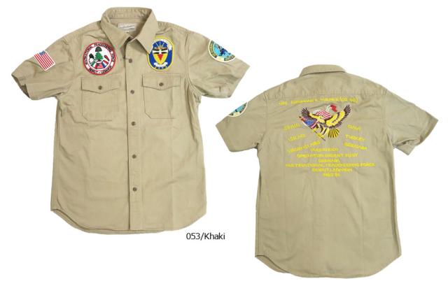 AVIREX コットン クルーサイン ワーク半袖シャツ 6155145 