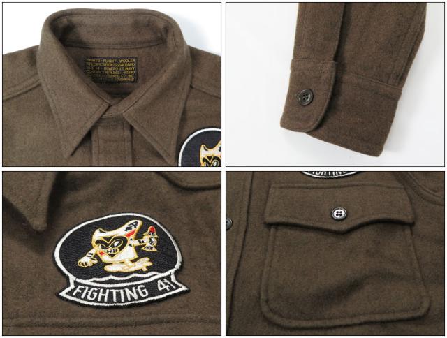 バズリクソンズ Buzz Ricksons 長袖 ウールメルトン ファティーグシャツ BUAERO U.S.NAVY SHIRTS-FLIGHT-WOOLEN フライトシャツ プレーン モデル br27947