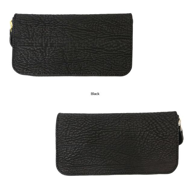 KC’S ケーシーズ 長財布 ラウンドジップ ロングウォレット 鮫革 レザー ブラック KIW036