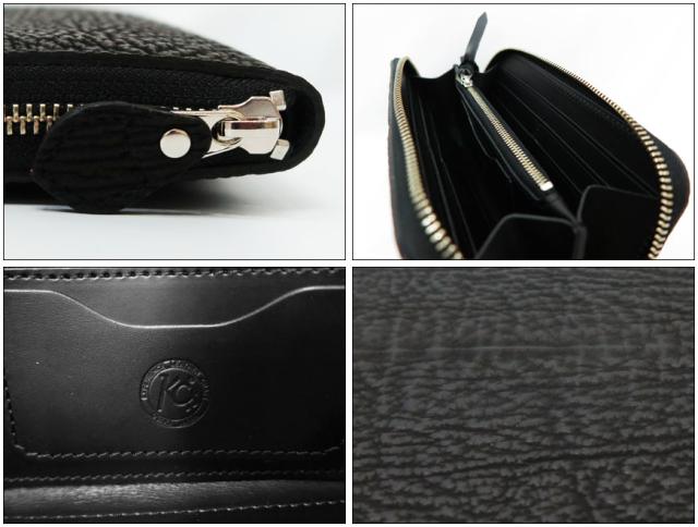 KC’S ケーシーズ 長財布 ラウンドジップ ロングウォレット 鮫革 レザー ブラック KIW036