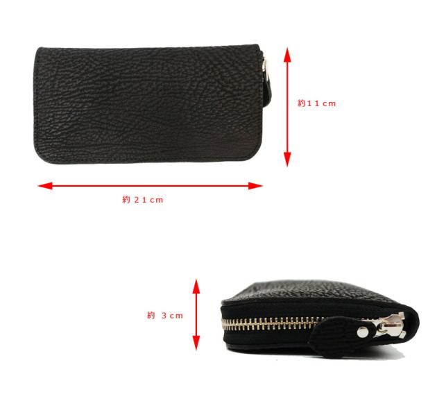 KC’S ケーシーズ 長財布 ラウンドジップ ロングウォレット 鮫革 レザー ブラック KIW036