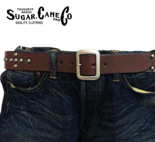 シュガーケーン　スタッズレザーベルト サドルレザー 