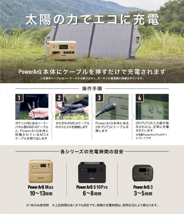 ソーラーパネル ソーラー 太陽光 折りたたみ 折り畳み ソーラーパネル充電器 折り畳み ソーラー充電器 ソーラー充電 蓄電池 PowerArQ Solar 210W