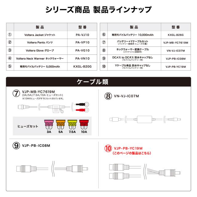 電熱 バイク モバイルバッテリーケーブル