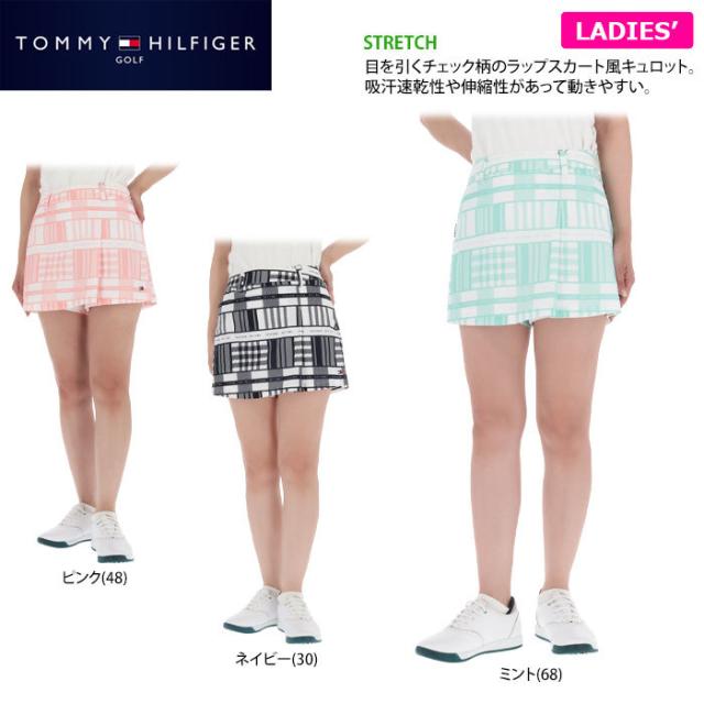 TOMMY HILFIGER GOLF チェック柄 ラップスカート風 ワンタック キュロット view1