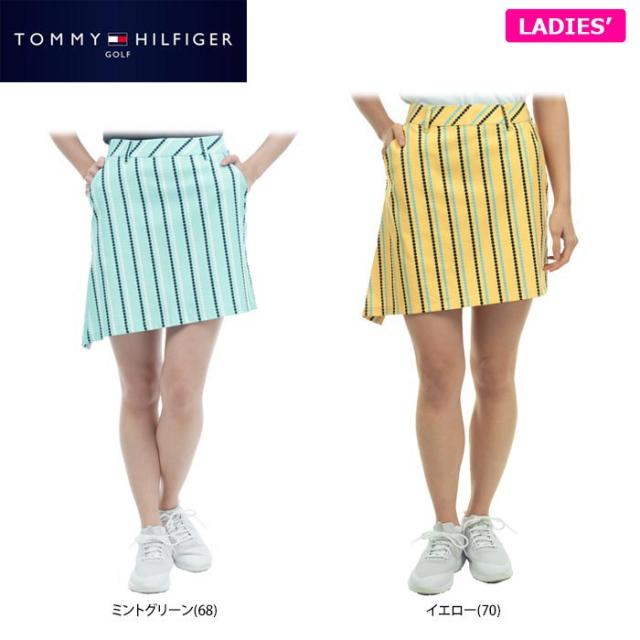 TOMMY HILFIGER GOLF ドット柄 ストライプ ストレッチ イレギュラーヘム スカート