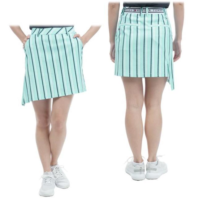TOMMY HILFIGER GOLF ドット柄 ストライプ ストレッチ イレギュラーヘム スカート view1