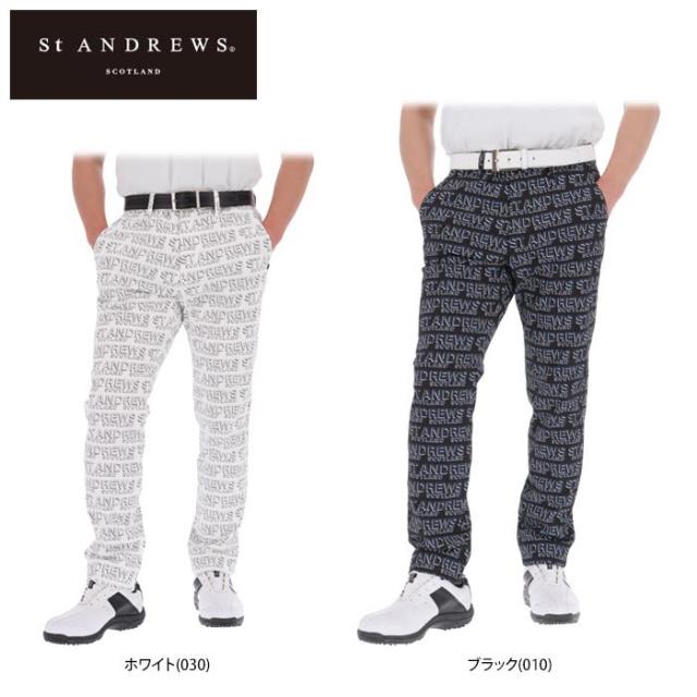 St ANDREWS GOLF 総柄 ロゴプリント ストレッチ ロングパンツ