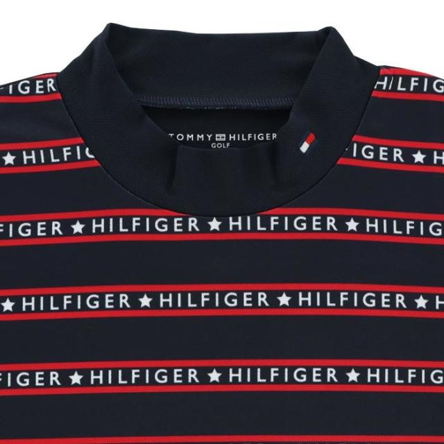 TOMMY HILFIGER GOLF ロゴボーダー柄 クローズドメッシュ生地 長袖 モックネックシャツ view2