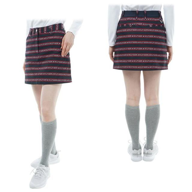 TOMMY HILFIGER GOLF ロゴボーダー柄 ストレッチツイル スカート view1