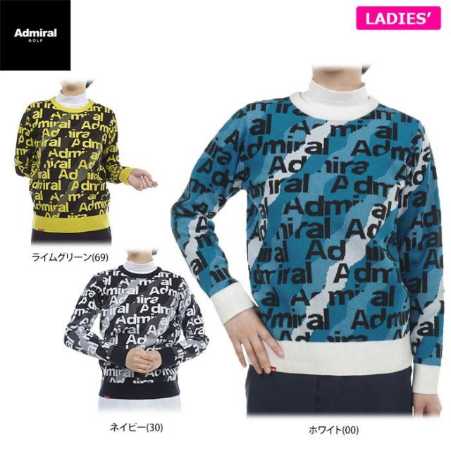 アドミラル レディース ロゴジャカード 総柄 長袖 クルーネック セーター ADLA377 [2023年秋冬モデル]