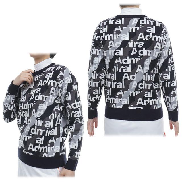 Admiral GOLF ロゴジャカード 総柄 長袖 クルーネック セーター view1