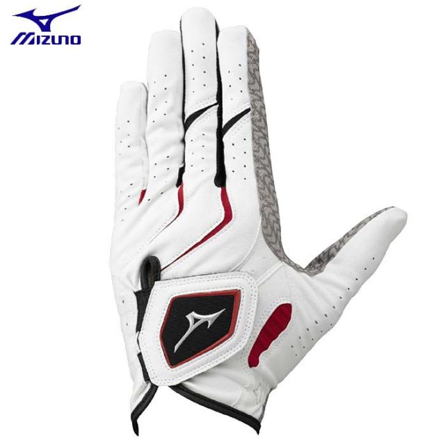 [2024年モデル] ミズノ メンズ W-GRIP ダブルグリップ ゴルフグローブ 5MJML401 01 ホワイト×レッド