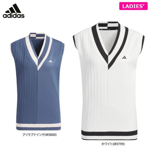 adidas GOLF マルチパターン 編地切替 Vネック ニット ベスト