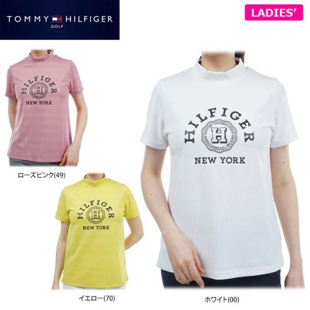 TOMMY HILFIGER GOLF ロゴプリント ボーダー ジャガード ストレッチ 半袖 モックネックシャツ