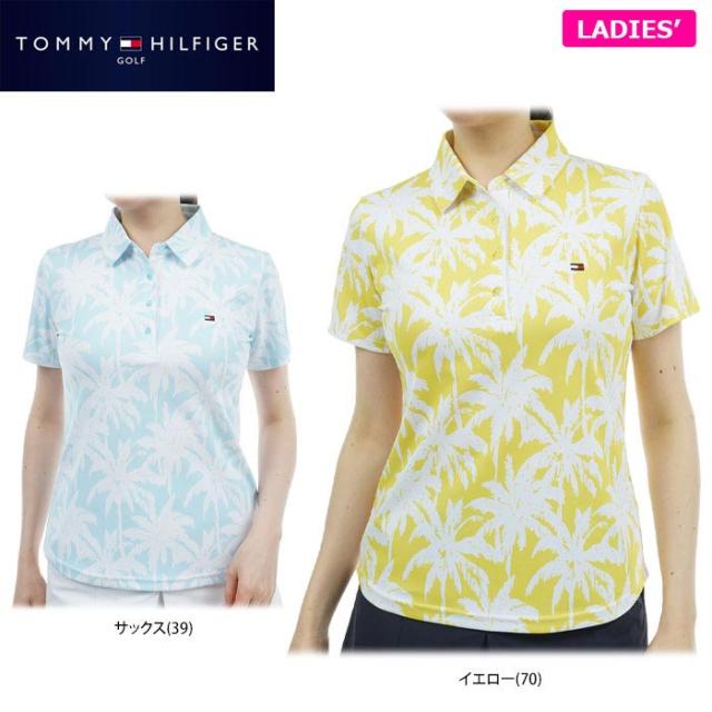 TOMMY HILFIGER GOLF 総柄プリント パームツリー 半袖 ポロシャツ