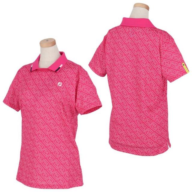 FootJoy GOLF ロゴデザイン 総柄プリント ストレッチ 半袖 スキッパーカラー シャツ view1