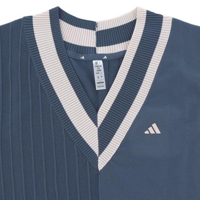 adidas GOLF マルチパターン 編地切替 Vネック ニット ベスト view1