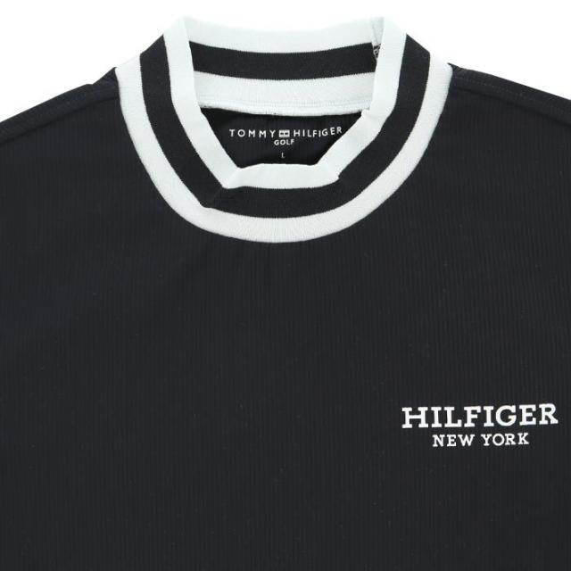 TOMMY HILFIGER GOLF ロゴプリント トリコット ライン使い ストレッチ 半袖 モックネックシャツ view2