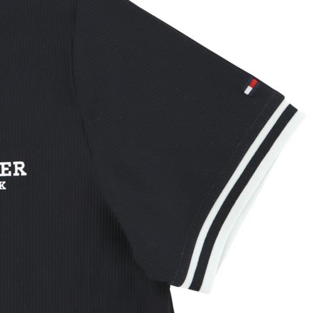 TOMMY HILFIGER GOLF ロゴプリント トリコット ライン使い ストレッチ 半袖 モックネックシャツ view3