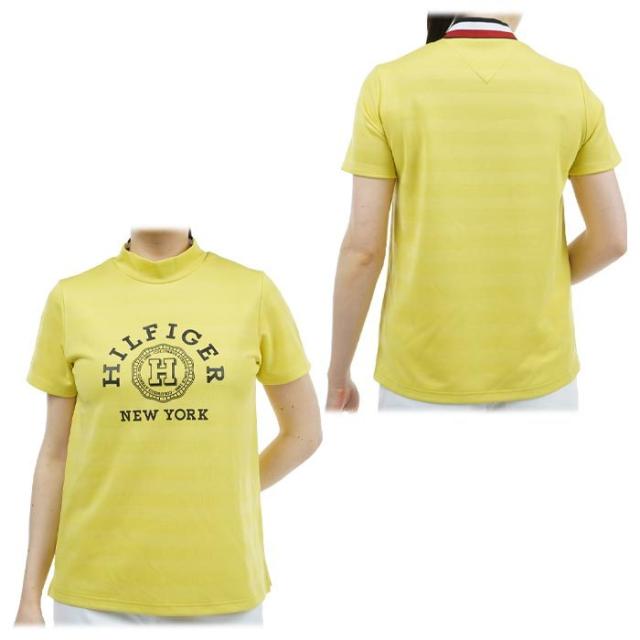 TOMMY HILFIGER GOLF ロゴプリント ボーダー ジャガード ストレッチ 半袖 モックネックシャツ view1