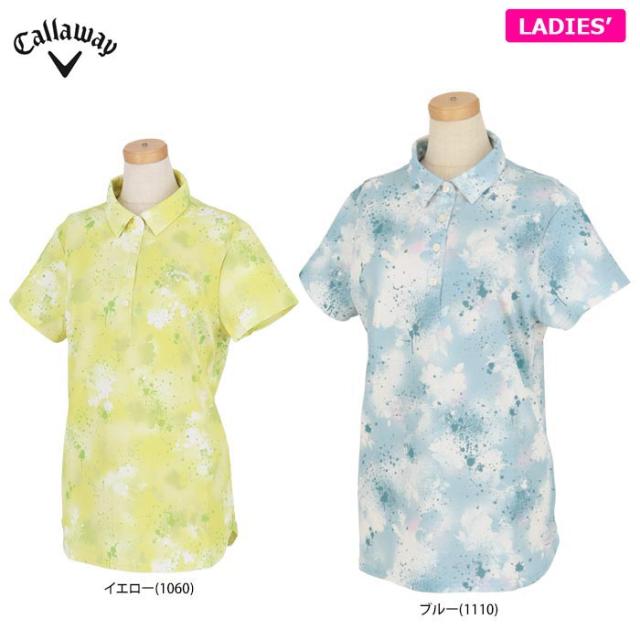Callaway GOLF 鹿の子 総柄 スプレーフラワープリント 半袖 ポロシャツ
