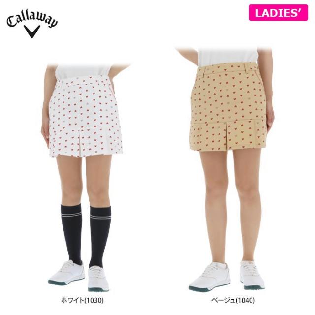 Callaway GOLF ラブキャロウェイ ハートプリント 総柄 裾プリーツ スカート