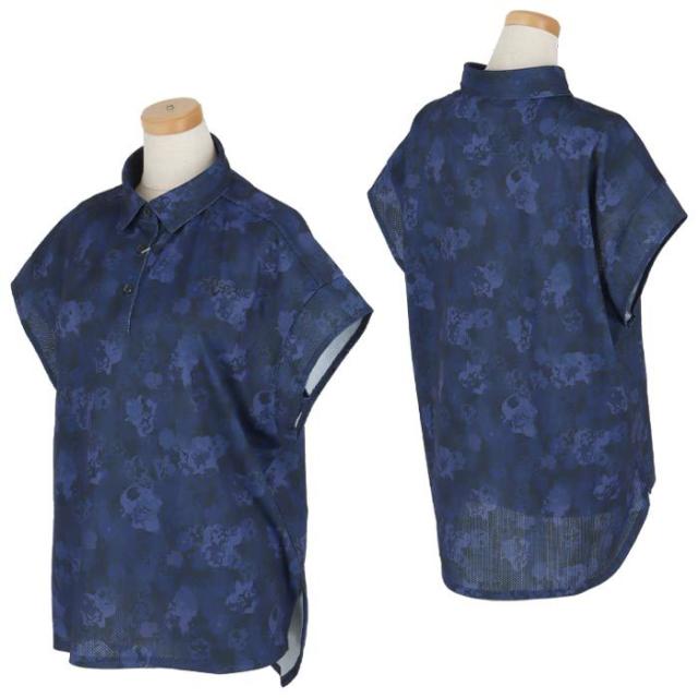 Callaway GOLF 鹿の子 小花柄プリント メッシュ生地 バンドスリーブ ポロシャツ view1